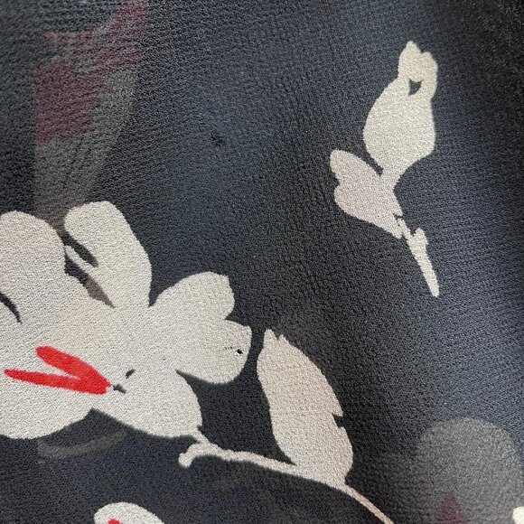 1970s-does-1930s Kim London British Boutique Floral Black Rayon Chiffon Jacket - Picture 7 of 7